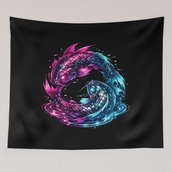 Item preview, Cyberpunk Koi Fish Yin Yang Neon Japanese Aesthetic Vaporwave Design designed and sold by JonelCrafts.