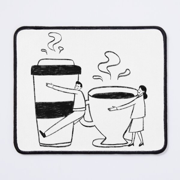 Item preview, Couple Hugging Giant Coffee Cup And Tea Mug Illustration Representing Coffee Versus Tea Preference designed and sold by GulDesigns.