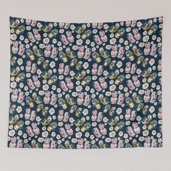 Item preview, Bluebirds of friendliness dark blue designed and sold by The kitschy Citrus.