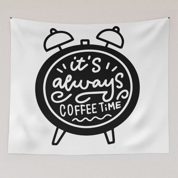 Item preview, It’s Always Coffee Time Hand-Lettered Alarm Clock Illustration for Morning Coffee Lovers designed and sold by GulDesigns.