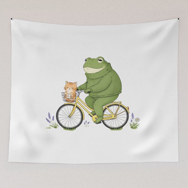 Item preview, Frog Riding Bicycle with Cat designed and sold by DigiHouse.