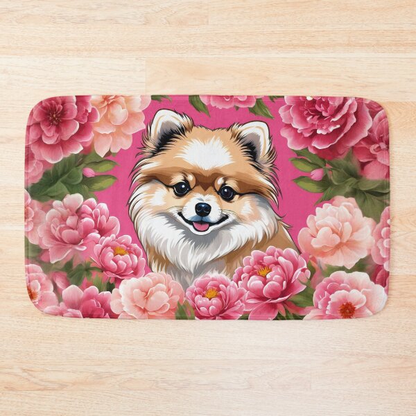 Item preview, Smiling Pomeranian Surrounded by Pink Peonies designed and sold by CASASIS_MERCH.