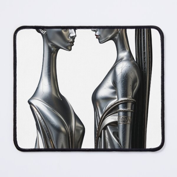 Item preview, Two silver statues of women facing each other on transparent background designed and sold by Creative88Art.