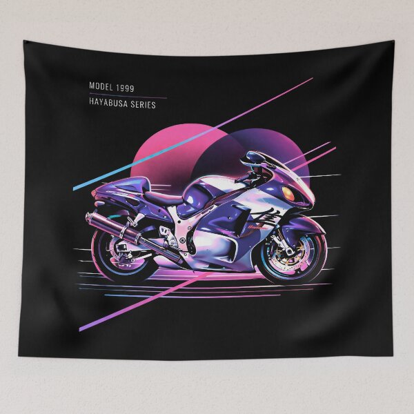 Item preview, 1999 hayabusa GSX1300R Gen 1 Synthwave Retrowave Style Classic Motorcycle hyperbike designed and sold by EdGraphy.