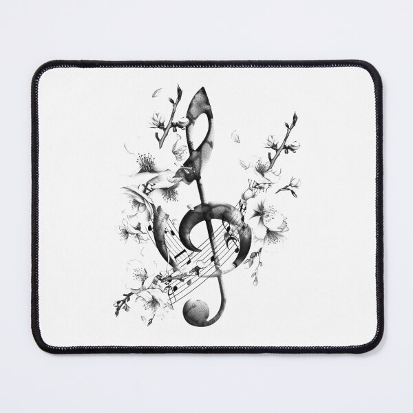 Item preview, Floral Treble Clef – Elegant Music Black and White Art designed and sold by inkoutninja.
