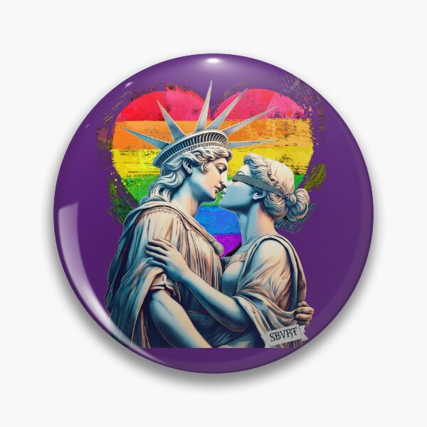Item preview, Lady Justice and Liberty Kissing LGBTQ Pride Protest Art designed and sold by thelivingrp.