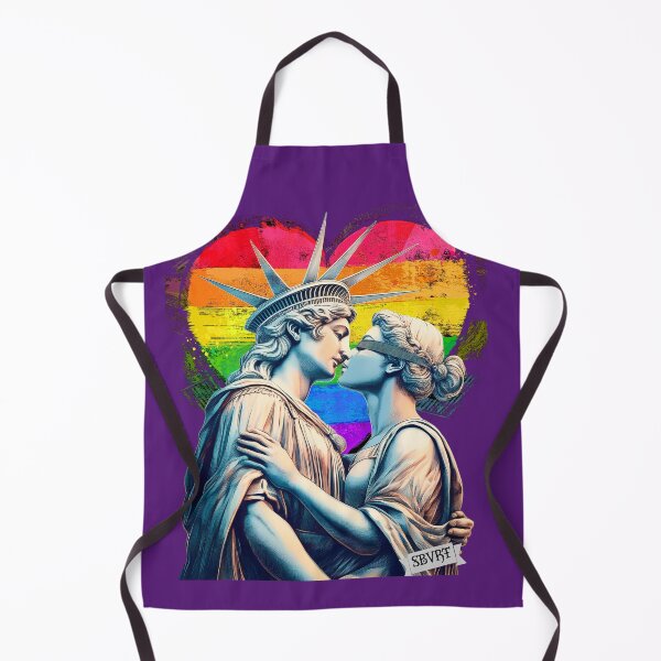 Item preview, Lady Justice and Liberty Kissing LGBTQ Pride Protest Art designed and sold by thelivingrp.