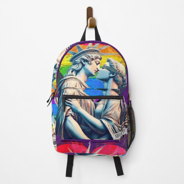 Item preview, Lady Justice and Liberty Kissing LGBTQ Pride Protest Art designed and sold by thelivingrp.
