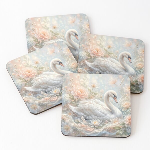 Item preview, Elegant Swan Floral Art, Soft Pastel Nature Illustration designed and sold by Patricia Johnston.