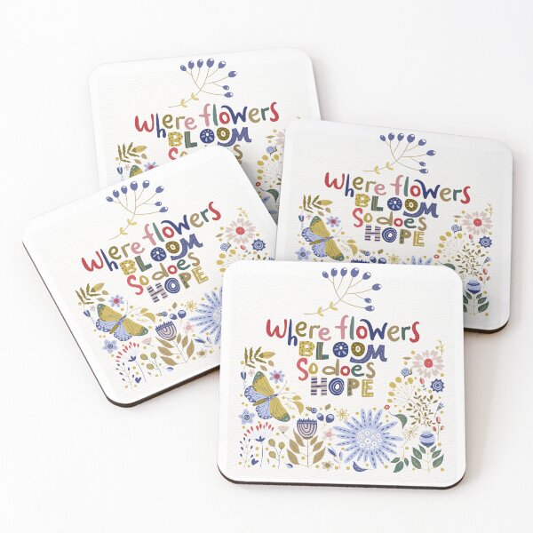 Item preview, Where Flowers Bloom So Does Hope Hand-Lettered Floral Quote with Butterfly and Garden Illustration designed and sold by GulDesigns.