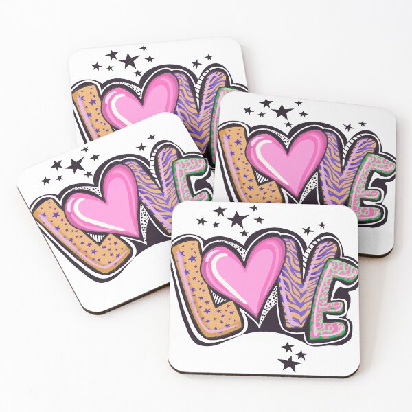 Item preview, Colorful Pop Art Love Graffiti Heart Illustration With Stars, Zebra Stripes And Patterned Letters designed and sold by GulDesigns.