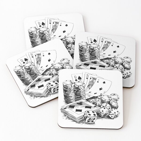 Item preview, Casino Chips and Playing Cards – Poker Dice Black and White Art designed and sold by inkoutninja.