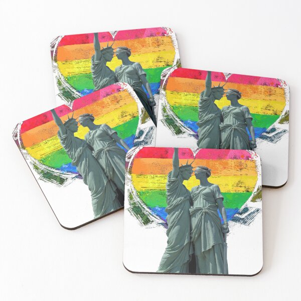 Item preview, LGBTQ Justice and Liberty in a Loving Embrace before a Rainbow Heart designed and sold by thelivingrp.