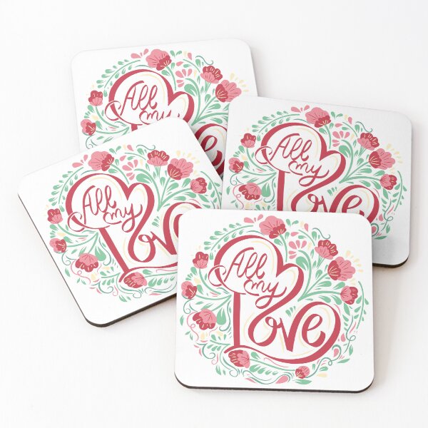 Item preview, All My Love Heart Floral Lettering Design For Romantic Valentine Greeting Card designed and sold by GulDesigns.
