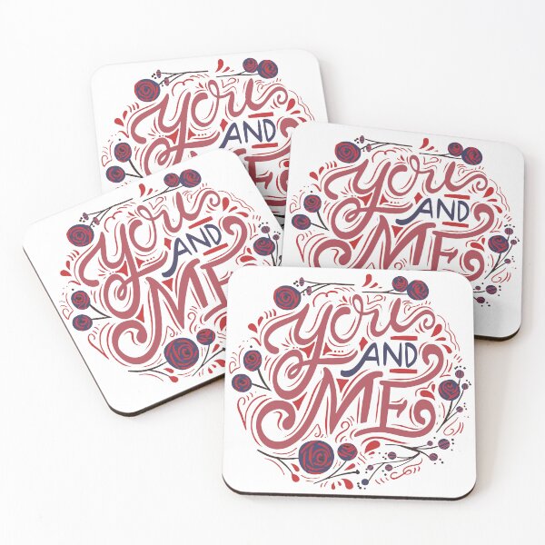Item preview, You and Me Hand-Lettered Love Typography With Floral Roses and Romantic Red Ornamentation designed and sold by GulDesigns.