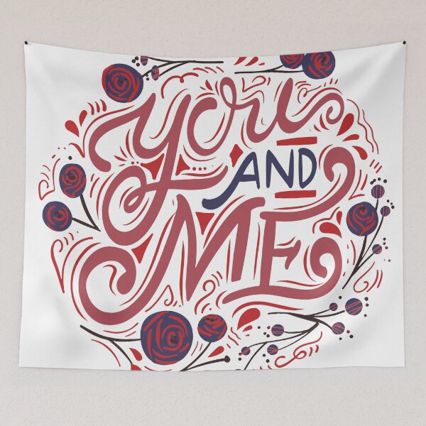 Item preview, You and Me Hand-Lettered Love Typography With Floral Roses and Romantic Red Ornamentation designed and sold by GulDesigns.