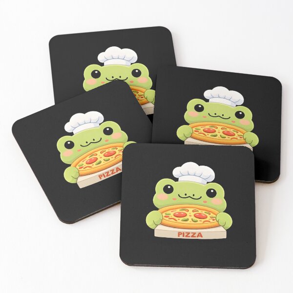 Item preview, Kawaii Green Frog Pizza Chef - Cute Chibi Froggy Baker designed and sold by Trendora90.