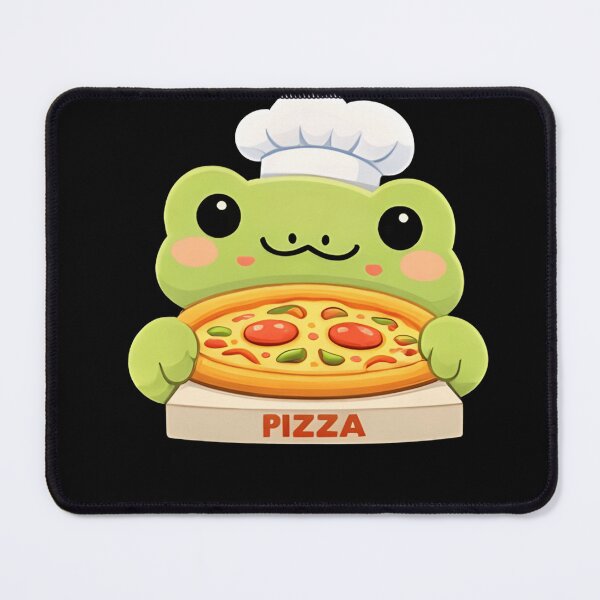 Item preview, Kawaii Green Frog Pizza Chef - Cute Chibi Froggy Baker designed and sold by Trendora90.