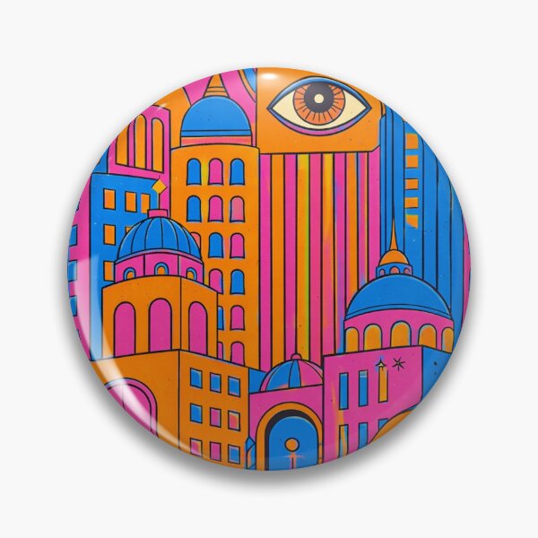 Item preview, Psychedelic Cityscape – Retro Trippy Colorful Urban Skyline designed and sold by DrizzyV.