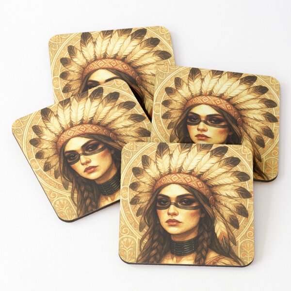 Item preview, Retrato Art Nouveau de estilo boho chic inspirado en la cultura indígena designed and sold by thelivingrp.