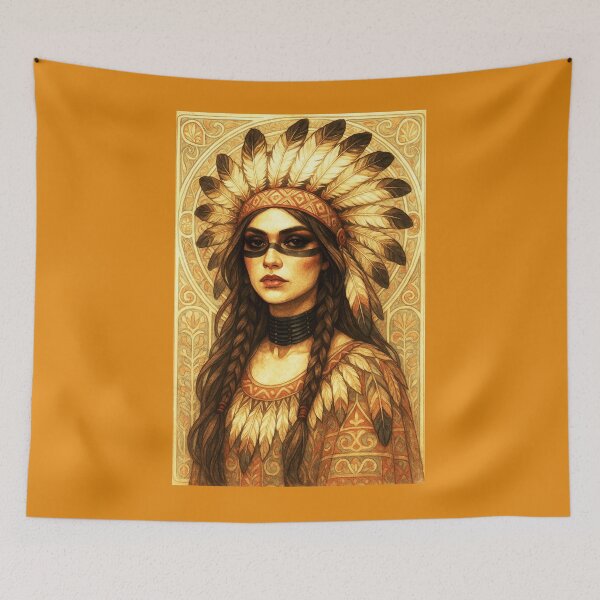 Item preview, Indigenous-Inspired Boho Chic Art Nouveau Portrait designed and sold by thelivingrp.