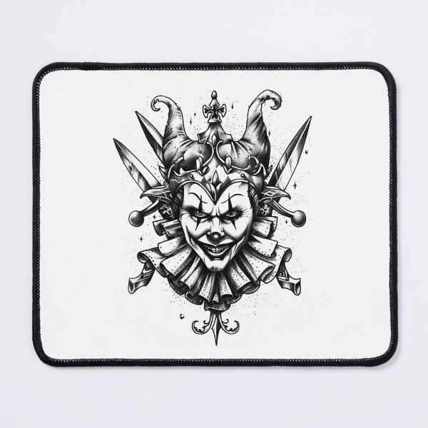 Item preview, Sinister Jester with Daggers – Dark Gothic Black and White Art designed and sold by inkoutninja.