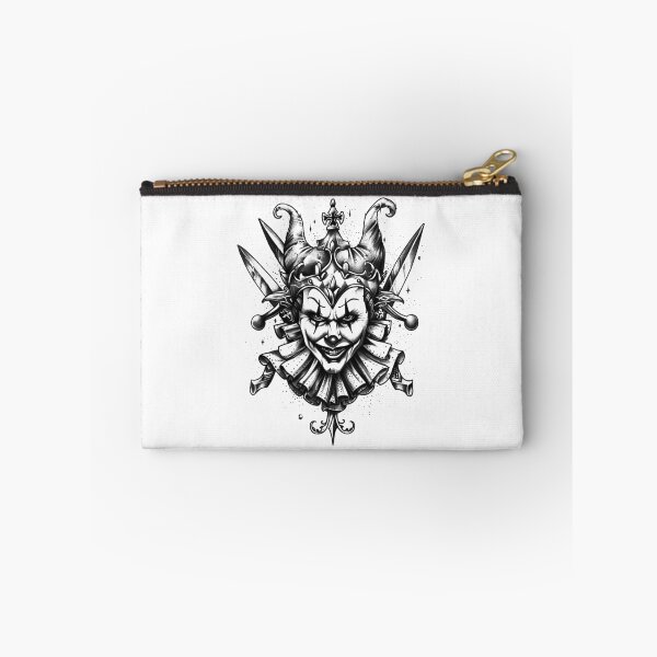 Item preview, Sinister Jester with Daggers – Dark Gothic Black and White Art designed and sold by inkoutninja.
