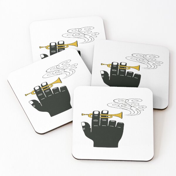 Item preview, Minimal Hand Holding Golden Trumpet – Stylish Music Lover Illustration in Bold Contrast designed and sold by Bright Nest Studio.