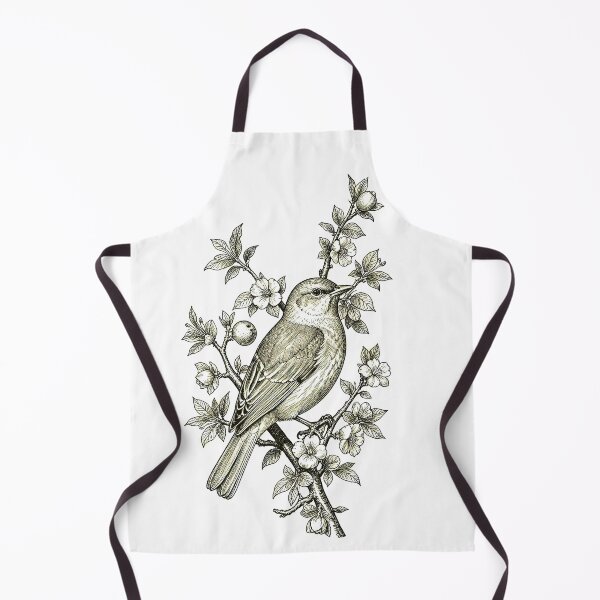 Item preview, Regency Era Cottagecore Songbird on Apple Blossom Branch Vintage Engraving designed and sold by LanaGustavsson.