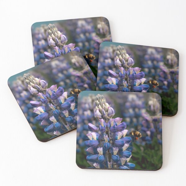 Item preview, Bumblebee Visiting Purple Lupine False Pass Alaska Wildflower Photography designed and sold by Elwynn WildLight Photography.