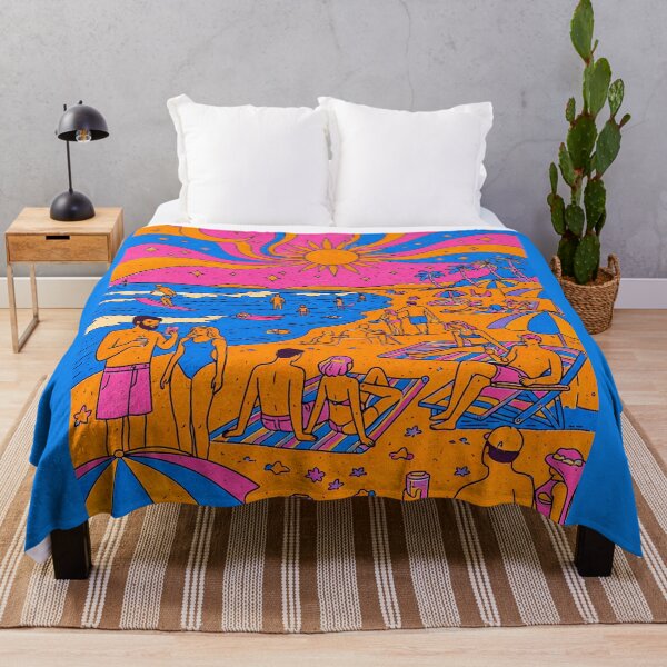 Item preview, Busy Psychedelic Beach Scene – Retro Summer Crowd Illustration designed and sold by DrizzyV.
