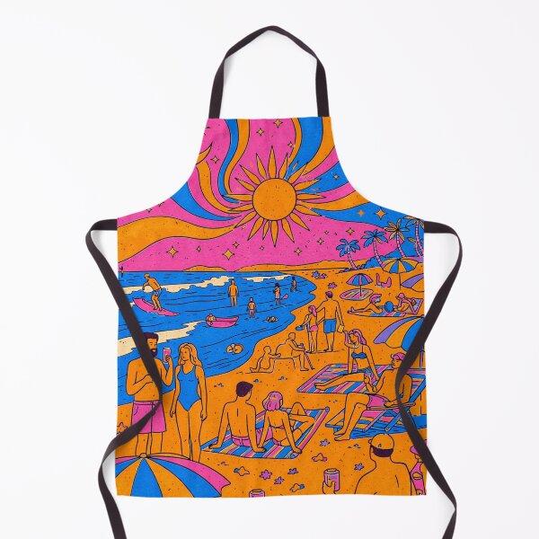 Item preview, Busy Psychedelic Beach Scene – Retro Summer Crowd Illustration designed and sold by DrizzyV.