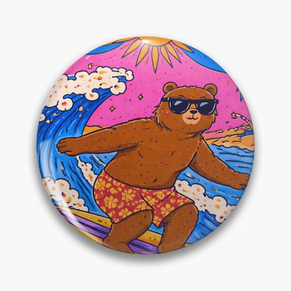 Item preview, Cool Surfing Bear with Sunglasses – Funny Psychedelic Surf Art designed and sold by DrizzyV.
