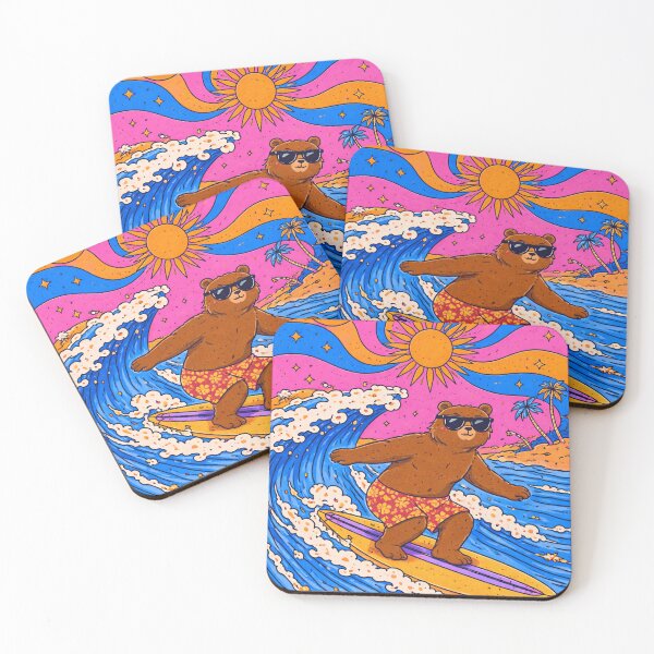 Item preview, Cool Surfing Bear with Sunglasses – Funny Psychedelic Surf Art designed and sold by DrizzyV.