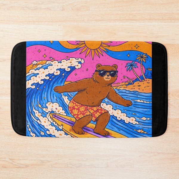 Item preview, Cool Surfing Bear with Sunglasses – Funny Psychedelic Surf Art designed and sold by DrizzyV.