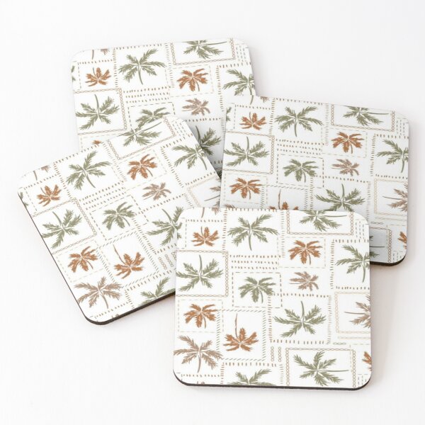 Item preview, Tropical leaf brown grid pattern designed and sold by NivyasArtistry.
