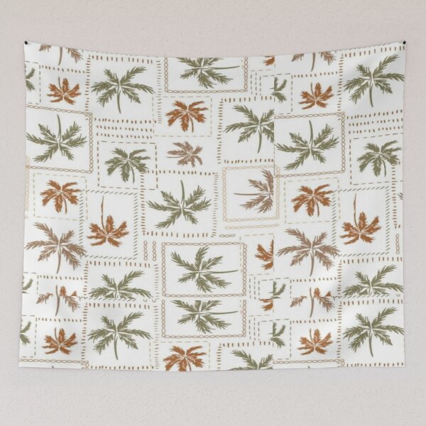 Item preview, Tropical leaf brown grid pattern designed and sold by NivyasArtistry.