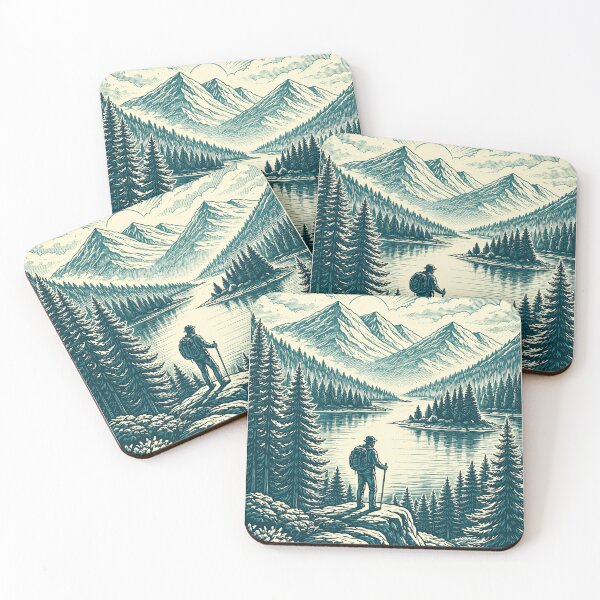 Item preview, Two Tone Mountain Explorer Landscape – Vintage Hiking Adventure Art designed and sold by DrizzyV.