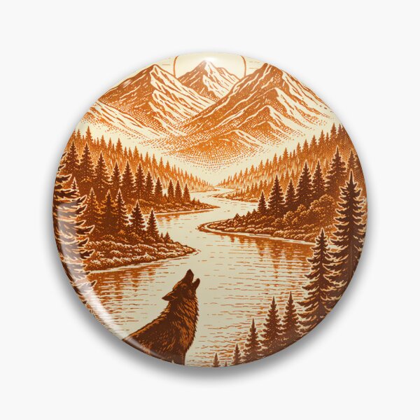Item preview, Howling Wolf Sunset Landscape – Two Tone Vintage Forest Art designed and sold by DrizzyV.