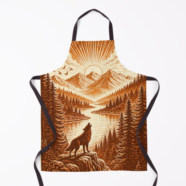 Item preview, Howling Wolf Sunset Landscape – Two Tone Vintage Forest Art designed and sold by DrizzyV.