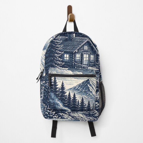 Item preview, Cozy Cabin by the Lake – Night Landscape Two Tone Vintage Art designed and sold by DrizzyV.