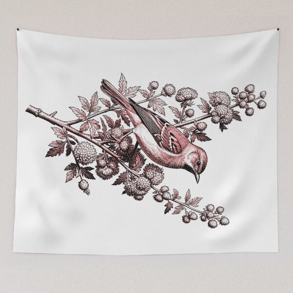 Item preview, Regency Era Sparrow on Thistle Branch Vintage Engraving Cottagecore Print designed and sold by LanaGustavsson.