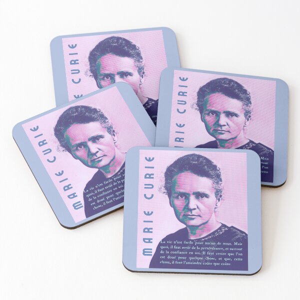Item preview, Marie Curie  portrait and quote. La vie n’est facile pour aucun de nous. Mais quoi, il faut avoir de la persévérance, et surtout de la confiance en soi. designed and sold by artbleed.