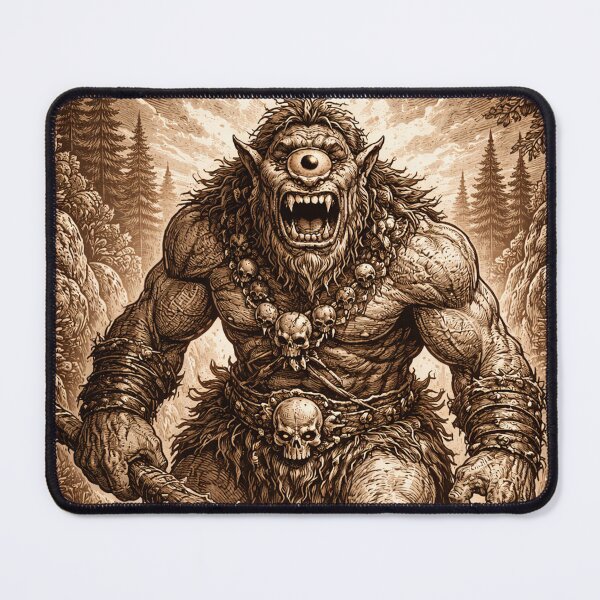 Item preview, Mythical Cyclops Warrior – Vintage Fantasy Monster Illustration designed and sold by DrizzyV.