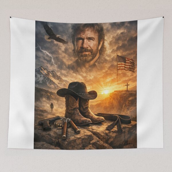 Item preview, Western Cowboy Tribute Art – Rugged American Patriot Design, Cowboy Boots & Flag Sunset Artwork designed and sold by GarnerSupplyCo.