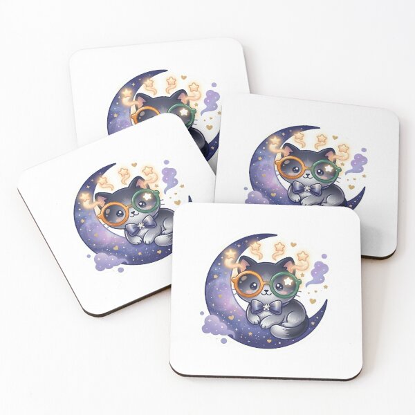 Item preview, Moon Cat with Bow Tie Sticker – Cute Celestial Aesthetic Design designed and sold by wildbest.