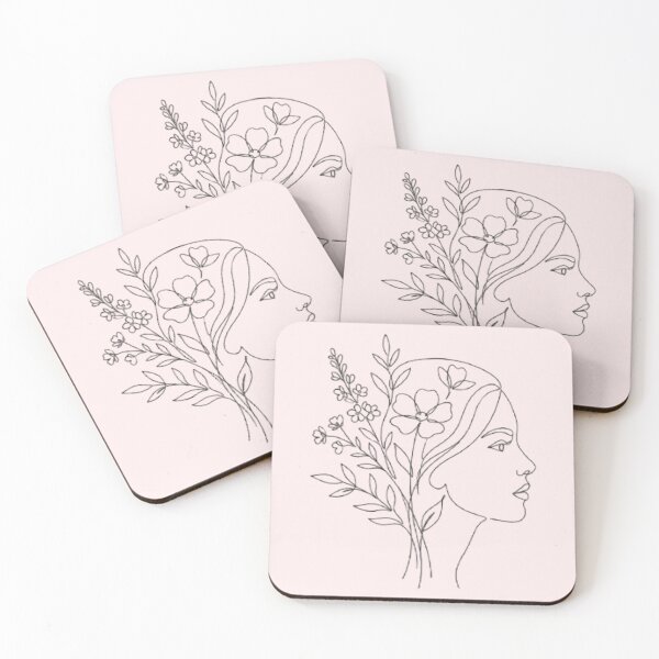 Item preview, Minimalist Woman Face with Flowers Botanical Line Art designed and sold by MT-Hub | Cute Aesthetic Art, Stickers & Phone Cases.