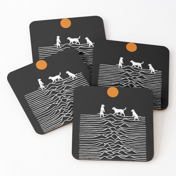 Item preview, Three Dogs Joy Division Minimalist Art Orange Sun Funny Dog designed and sold by Bongocomic.