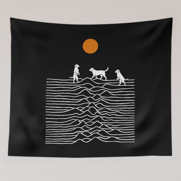 Item preview, Three Dogs Joy Division Minimalist Art Orange Sun Funny Dog designed and sold by Bongocomic.