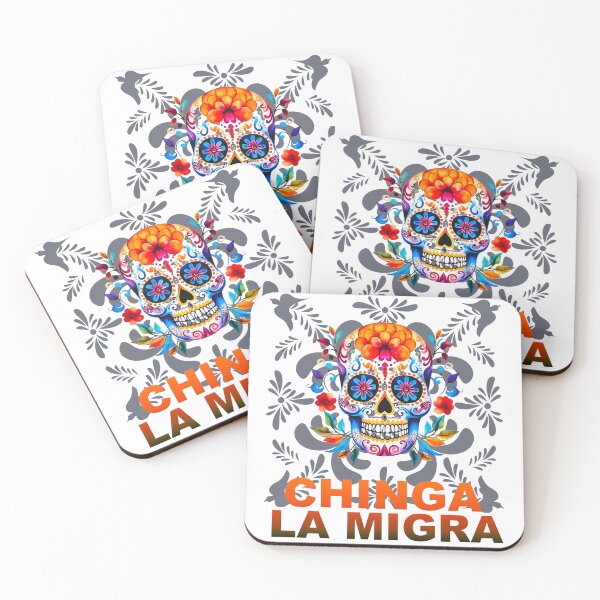 Item preview, Chinga La Migra Sugar Skull Anti-ICE Protest Art designed and sold by thelivingrp.